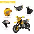 HOMCOM Electric Motorcycle for Kids Ride on Toys-Yellow - 7