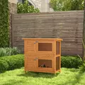 PawHut Rabbit Hutch Outdoor Guinea Pig Hutch Wooden Duck House Pet Cage with Opening Roof, 90 x 45 x 90cm - 2