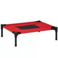PawHut Raised Dog Bed Cat Elevated Lifted Portable Camping w/ Metal Frame Black and Red (Small) - 1