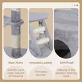 PawHut Cat Tree for Indoor Cats Kitten Scratching Post Scratch Scratcher Climb Activity Center Play House Pet Furniture 125cm (Grey) - 5