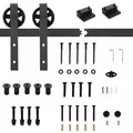 HOMCOM 6ft Modern Single Sliding Barn Door Track Kit Set Closet Hardware for Single Wooden Door - 4