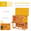 PawHut Two-Tier Rabbit Hutch, Wooden Outdoor Pet Cage, with Opening Top - 5