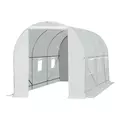 Outsunny 4.5 x 2 x 2 m Polytunnel Greenhouse, Walk-in Green House for Garden with Mesh Windows, Galvanised Steel Frame, White - 8