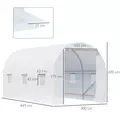 Outsunny 4.5 x 2 x 2 m Polytunnel Greenhouse, Walk-in Green House for Garden with Mesh Windows, Galvanised Steel Frame, White - 3