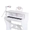 HOMCOM 37 Keys Kids Piano Mini Electronic Keyboard Light Kids Musical Instrument Educational Game Children Grand Piano Toy Set w/Stool & Microphone & Music Stand (White) - 8
