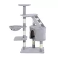 PawHut Cat Tree for Indoor Cats Kitten Scratching Post Scratch Scratcher Climb Activity Center Play House Pet Furniture 125cm (Grey) - 1