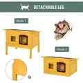 Pawhut Garden Wooden Cat House Hide Cage Outdoor Pet Play Home Waterproof Roof Kitty Shelter Kennel w/ith Door & Window - 6