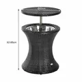 Outsunny PE Rattan Ice Bucket Table, Height Adjustable Liftable Outdoor Drinks Cooler, 52 cm Round Garden Beer Cocktail Table with Lid for Bar, Patio, Terrace, Brown - 3