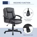 HOMCOM Desk Chair, PU Leather Office Chair with Adjustable Height and Swivel Wheels, for Home Work Study, Black - 5