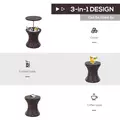 Outsunny PE Rattan Ice Bucket Table, Height Adjustable Liftable Outdoor Drinks Cooler, 52 cm Round Garden Beer Cocktail Table with Lid for Bar, Patio, Terrace, Brown - 4