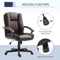 HOMCOM Office Chair, Computer Desk Chair, PU Leather Mid Back Executive Chair with Adjustable Height and Swivel Rolling Wheels for Home Study, Brown - 5