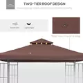 Outsunny 3x3 m Double-Tier Canopy Top Replacement-Coffee - 5