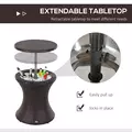 Outsunny PE Rattan Ice Bucket Table, Height Adjustable Liftable Outdoor Drinks Cooler, 52 cm Round Garden Beer Cocktail Table with Lid for Bar, Patio, Terrace, Brown - 5