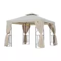Outsunny 3 x 3 m Garden Gazebo Double Roof Marquee Patio Wedding Party Tent Canopy Shelter with Sidewalls, (Beige) - 1