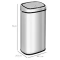 HOMCOM 68L Sensor Dustbin Stainless Steel Automatic Kitchen Waste Bin Silver - 3