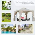 Outsunny 3 x 3 m Garden Gazebo Double Roof Marquee Patio Wedding Party Tent Canopy Shelter with Sidewalls, (Beige) - 7