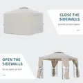 Outsunny 3 x 3 m Garden Gazebo Double Roof Marquee Patio Wedding Party Tent Canopy Shelter with Sidewalls, (Beige) - 6