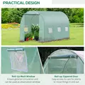 Outsunny Walk-in Polytunnel Greenhouse, Outdoor Garden Tunnel Greenhouse Tent with Zipped Roll-Up Door and 6 Mesh Windows, 3 x 2M - 6