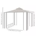 Outsunny 3 x 3(m) Garden Gazebo Patio Party Tent Shelter Outdoor Canopy Double Tier Sun Shade Metal Frame Netting, Beige - 3