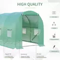 Outsunny 4 x 2 x 2 m Polytunnel Greenhouse with Roll-up Door and 6 Mesh Windows, Walk-in Garden Tunnel Warm House Tent with UV-resistant PE Cover and Galvanised Steel Frame, Green - 5