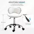 HOMCOM Adjustable Rolling Swivel Beauty Salon Chair, Stool for Spa, Technician - White - 4