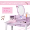 HOMCOM Kids Wooden Dressing Table and Stool Make Up Desk (Pink) - 4