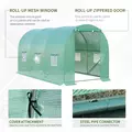 Outsunny 4 x 2 x 2 m Polytunnel Greenhouse with Roll-up Door and 6 Mesh Windows, Walk-in Garden Tunnel Warm House Tent with UV-resistant PE Cover and Galvanised Steel Frame, Green - 6