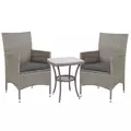 Outsunny 3 Pieces Rattan Bistro Set, Wicker Garden Furniture Set with 2-Tier Coffee Table and Chairs, Washable Cushions, for Outdoor Patio Balcony, Grey - 1