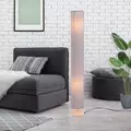 HOMCOM Floor Lamp for Living Room, 47" Modern Standing Lamp with Linen Shade, Wooden Base, Grey - 2