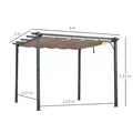 Outsunny 3m x 3m Pergola - Retractable Aluminium 3x3 Garden Shade for Outdoor BBQ & Gatherings, Family Use, Brown - 3