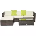 Outsunny Rattan Corner Sofa Set 4-Seater Outdoor Garden Sofa for Patio - Brown - 1
