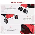 PawHut Pet Stroller for Small Miniature Dogs Cats Foldable Travel Carriage with Wheels Zipper Entry Cup Holder Storage Basket Red - 7