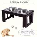 PawHut Raised Dog Feeding Bowls with Stand, Stainless Steel for Medium Dog, 58L x 31W x 25H cm - Brown - 6