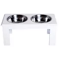 PawHut Raised Dog Feeding Bowls with Stand, Stainless Steel for Medium Dog, 58L x 31W x 25H cm - White - 8
