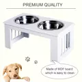 PawHut Raised Dog Feeding Bowls with Stand, Stainless Steel for Medium Dog, 58L x 31W x 25H cm - White - 6