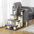 PawHut Dog Steps for Bed 4 Step Pet Stairs for Dog Cat ladder Scratch Post Grey - 2