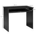 HOMCOM Modern Computer Desk, Home Office Table, Small Writing Desk with Storage Shelf, 90 x 50cm, Black Wood Grain - 3