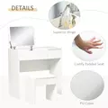 HOMCOM Makeup Desk with Drawer, Vanity Table Set with Flip-up Mirror and Cushioned Stool, White - 6