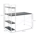 HOMCOM Computer Desk with Storage Shelves on Left or Right, Industrial Reversible Writing Desk for Home Office, Study, Easy Assembly, 120 x 64 x 121cm, Black and White - 3