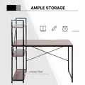 HOMCOM Computer Desk with Storage Shelves on Left or Right, Industrial Reversible Writing Desk for Home Office, Study, Easy Assembly, 120 x 64 x 121cm, Walnut and Black - 5