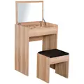 HOMCOM Dressing Table with Mirror and Stool, Vanity Makeup Table with Flip Up Mirror, Vanity Desk with Storage Unit and Padded Seat, Wood - 1