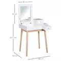 HOMCOM Dressing Table with Flip-up Mirror, Makeup Desk with 2 Drawers and Pine Wood Legs, Vanity Table Writing Desk for Bedroom Living Room, White - 3