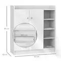 HOMCOM Shoe Storage Cabinet  Two Doors w/ Adjustable 4 Shelves Cupboard Footwear Rack Stand Organiser Hallway White - 3