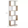 HOMCOM Bookcase, S-Shaped Wooden Bookshelf, 5/6 Tiers Freestanding Storage Shelf, Home Office Decorative Display Stand Rack, Oak and White, 24D x 60W x 184.5H - 3