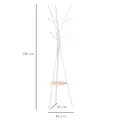 HOMCOM Freestanding Metal Coat Rack Stand 9 Hooks Clothes Tree with 1 Shelf Hat Display Hall Tree Hanger Bag Umbrella Hanging Organiser White - 3