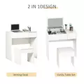 HOMCOM Makeup Desk with Drawer, Vanity Table Set with Flip-up Mirror and Cushioned Stool, White - 4