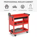 DURHAND 3-Tier Tool Trolley Cart Storage Shelf Roller Cabinet DIY Box Garage Workshop with Drawer Red - 7