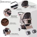 PawHut Pet Stroller for Small Miniature Dogs Cats Foldable Travel Carriage with Wheels Zipper Entry Cup Holder Storage Basket Brown - 6