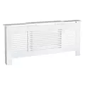 HOMCOM Extendable Radiator Cover, Modern MDF White Painted Cabinet with Horizontal Slats for Living Room, Bedroom, 139-208.5L x 20.5W x 82.5H cm - 1