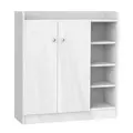 HOMCOM Shoe Storage Cabinet  Two Doors w/ Adjustable 4 Shelves Cupboard Footwear Rack Stand Organiser Hallway White - 1